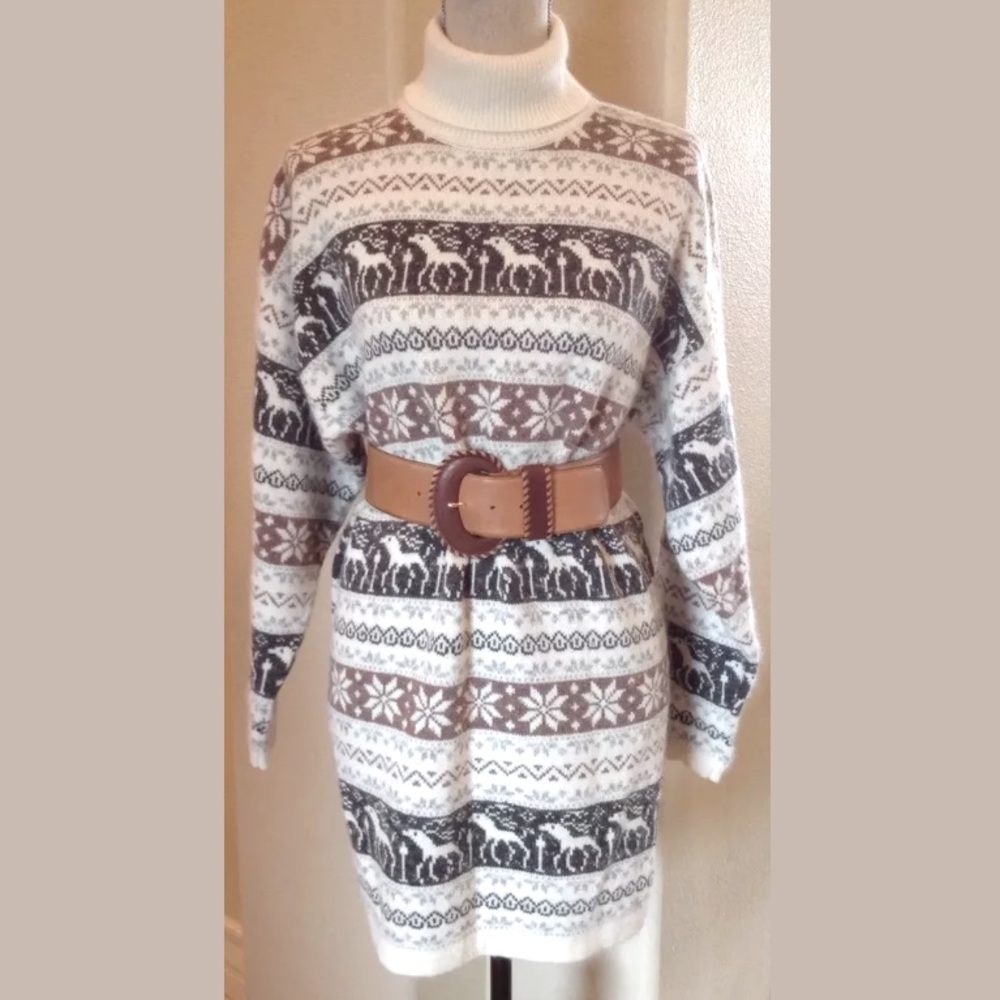 MAGLIA DONNA Handmade Angora Sweater Dress Holidays Winter M Italy